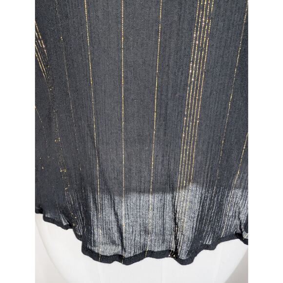 Rock & Republic Black Gold Metallic Stripe Semi-Sheer Blouse Size S - Picture 6 of 8